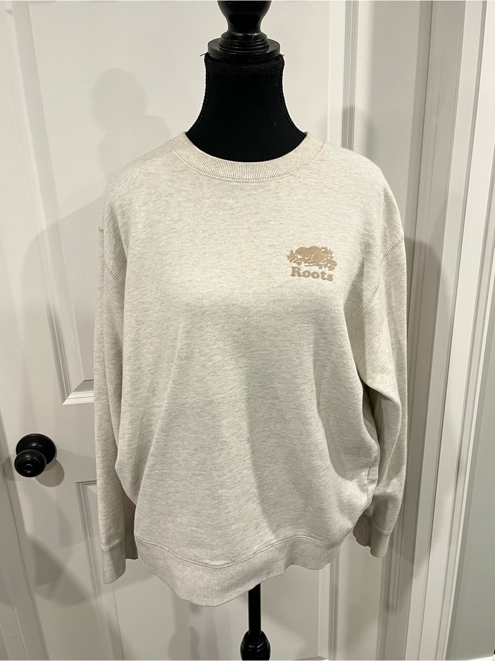 Roots Cream Crewneck Sweatshirt with Logo